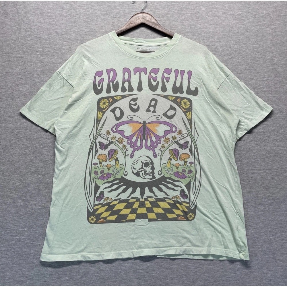 American Eagle Oversized Grateful Dead Graphic T-Shirt Men M Sage Green Everyday
